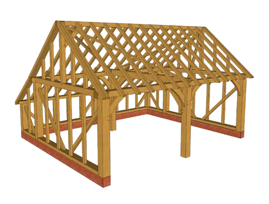 Oak Framed Garage Kit D02 - 2 Bay Gable End & Catslide