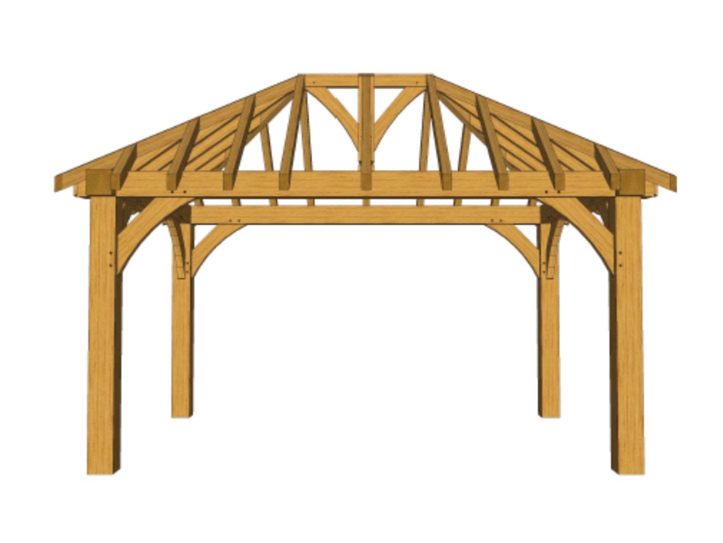 Oak Framed Gazebo Kit E02 - 4.2m x 3m, 195mm Posts