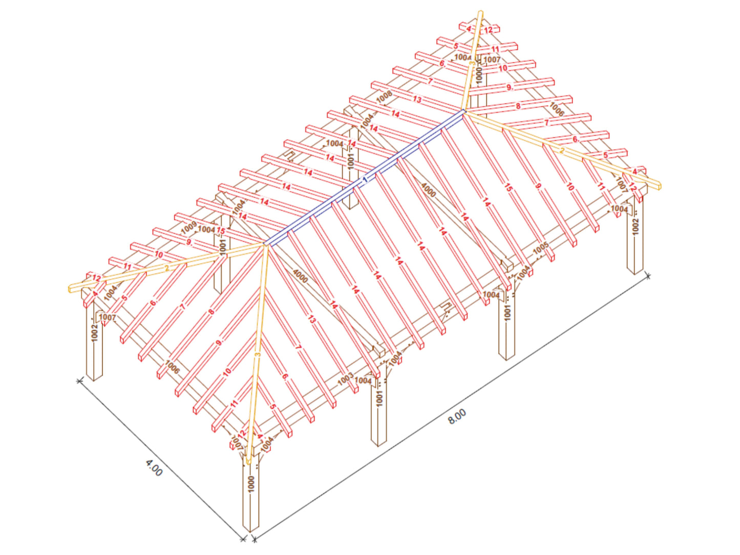 Oak Framed Gazebo Kit E03 - 8m x 4m, 175mm Posts