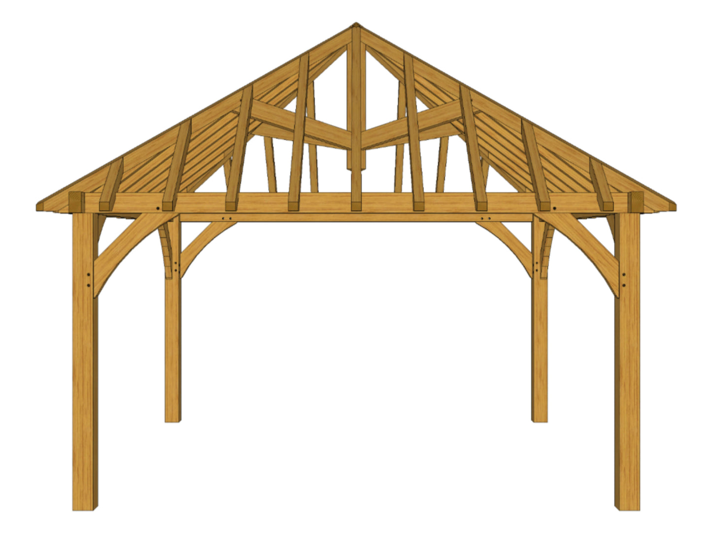 Oak Framed Gazebo Kit E04 - 4m square, 145mm Posts