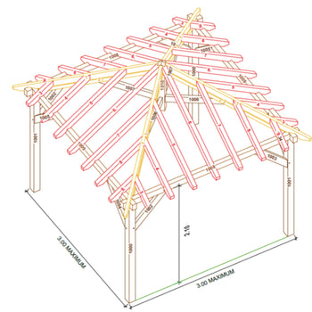 Oak Framed Gazebo Kit E05 - 3m square, 115mm Posts