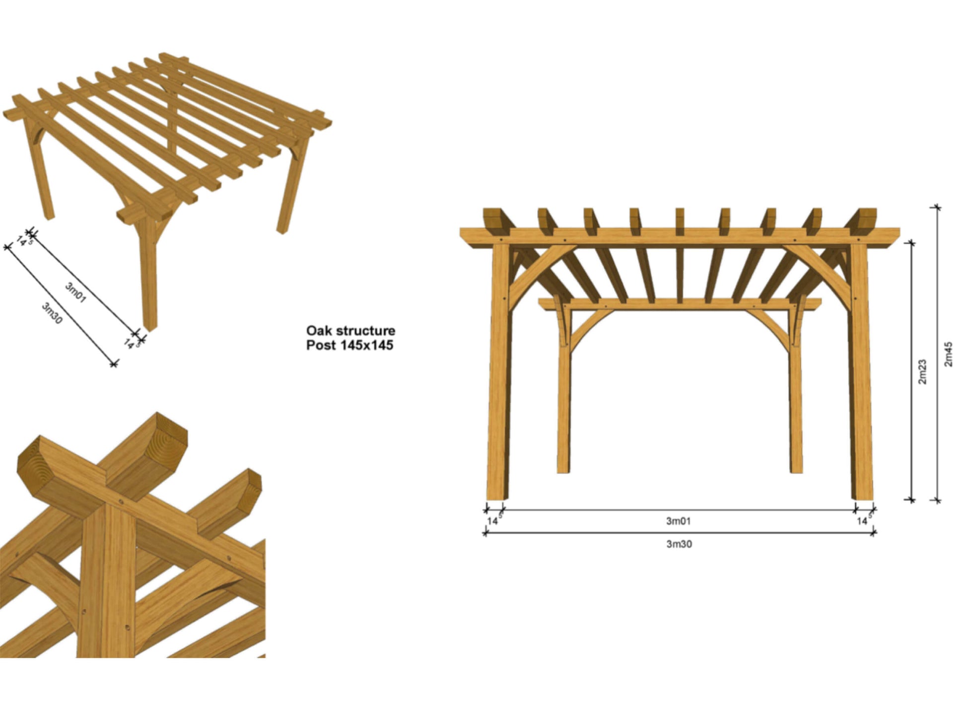 Oak Framed Pergola - 1 Bay