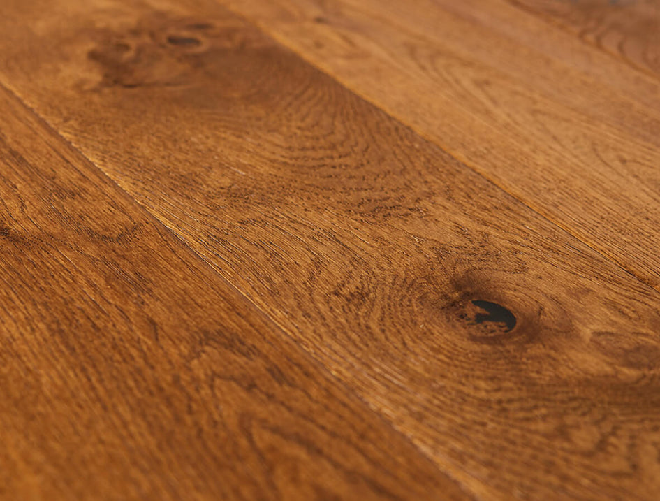Blenheim Oak Hand Scraped, Distressed, Cognac stained & Oiled Multi-ply Oak Flooring