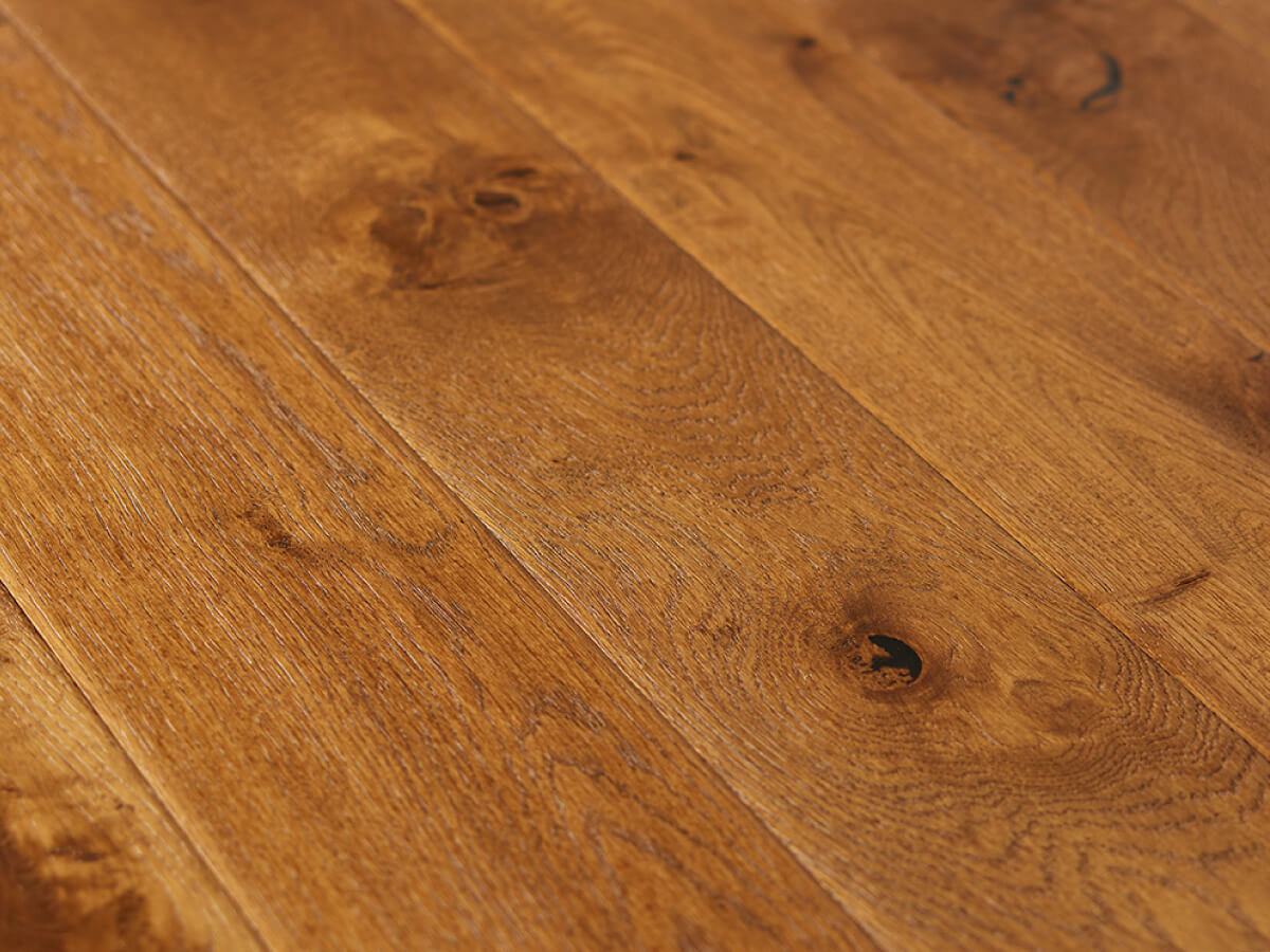 Hand Scraped, Distressed, Cognac stained & Oiled Multi-ply Oak Flooring