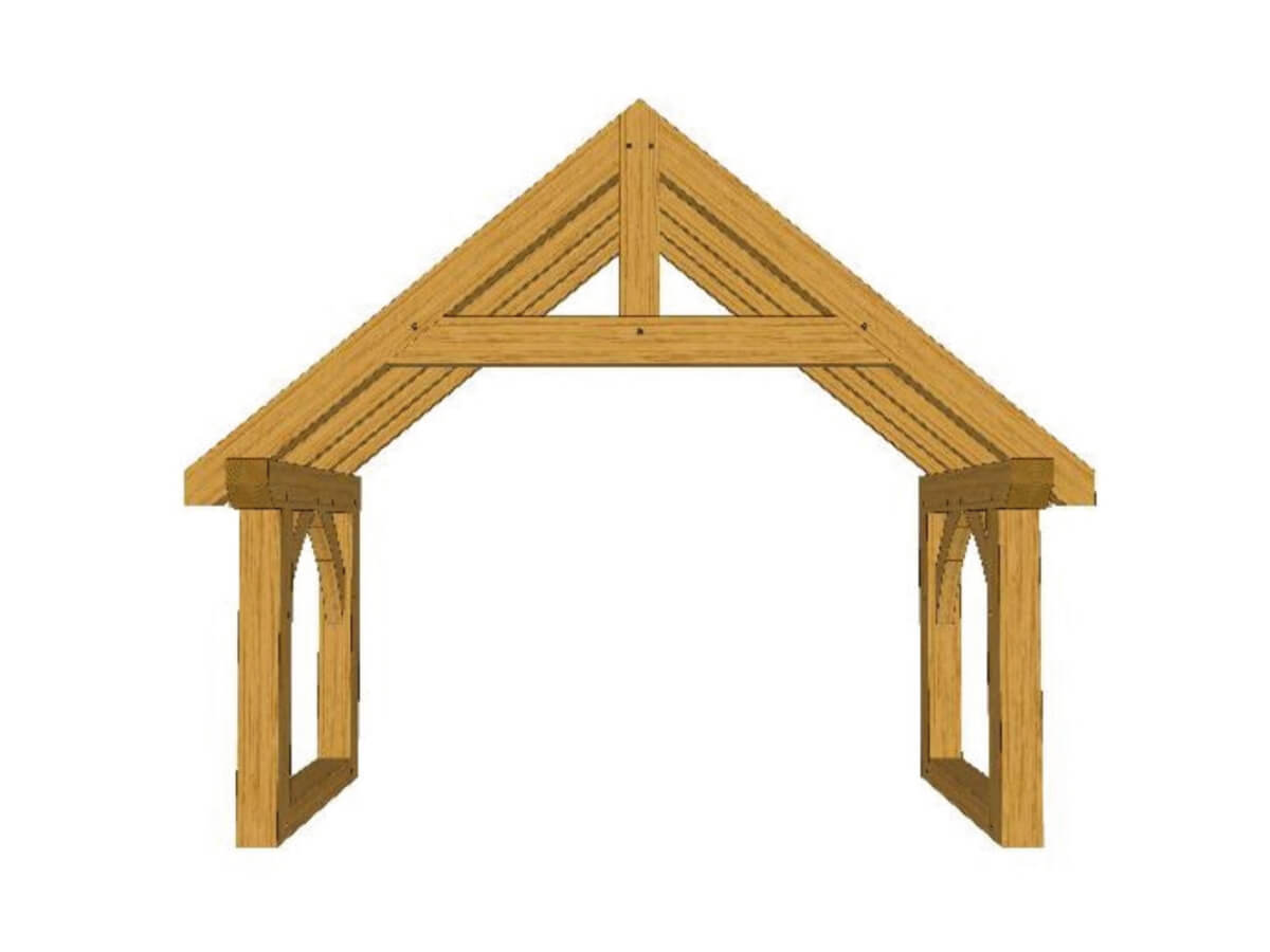 Oak Framed Porch Kit P02 Brick Plinth - 2.85m x 1.16m