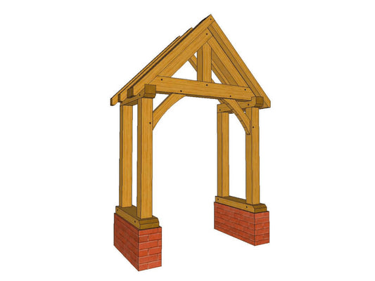 Brick Plinth Oak Framed Porch Kit P05 - 3.31m x 1.97m