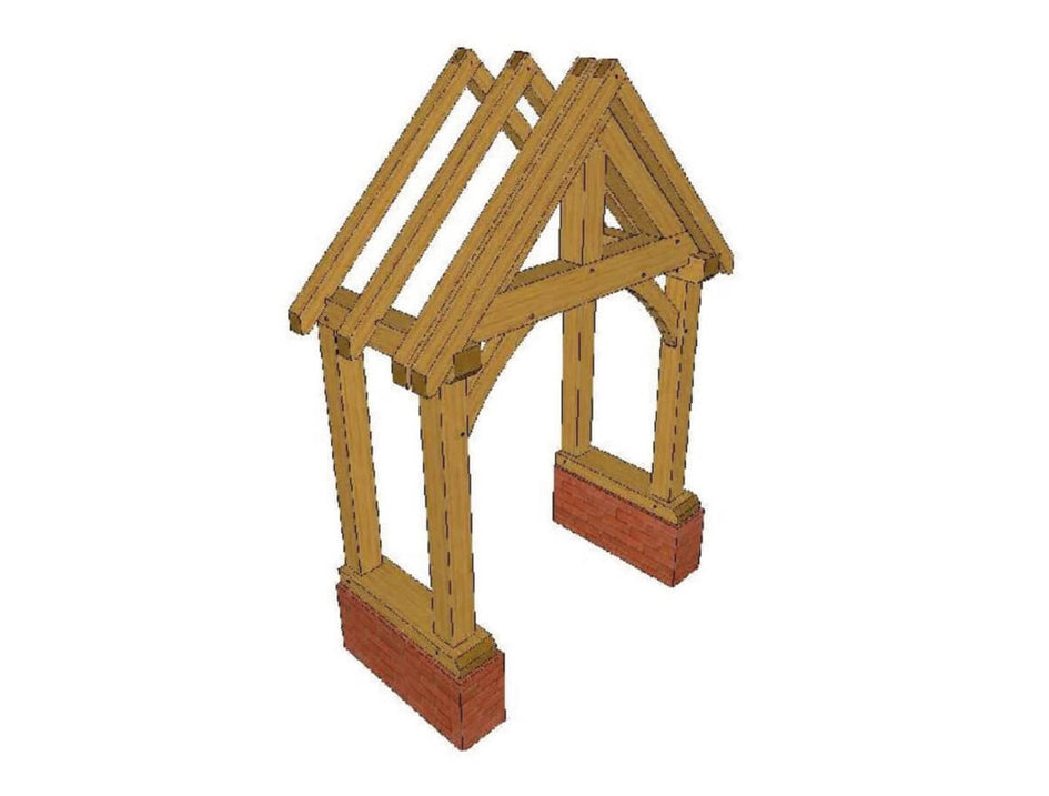 Brick Plinth Oak Framed Porch Kit P05 - 3.31m x 1.08m