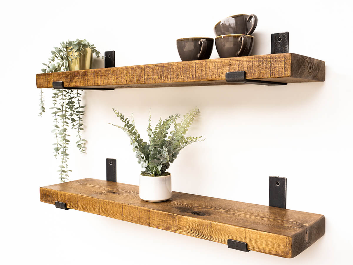 Rustic Shelf with Brackets  Industrial Shelf for Plasterboard Walls