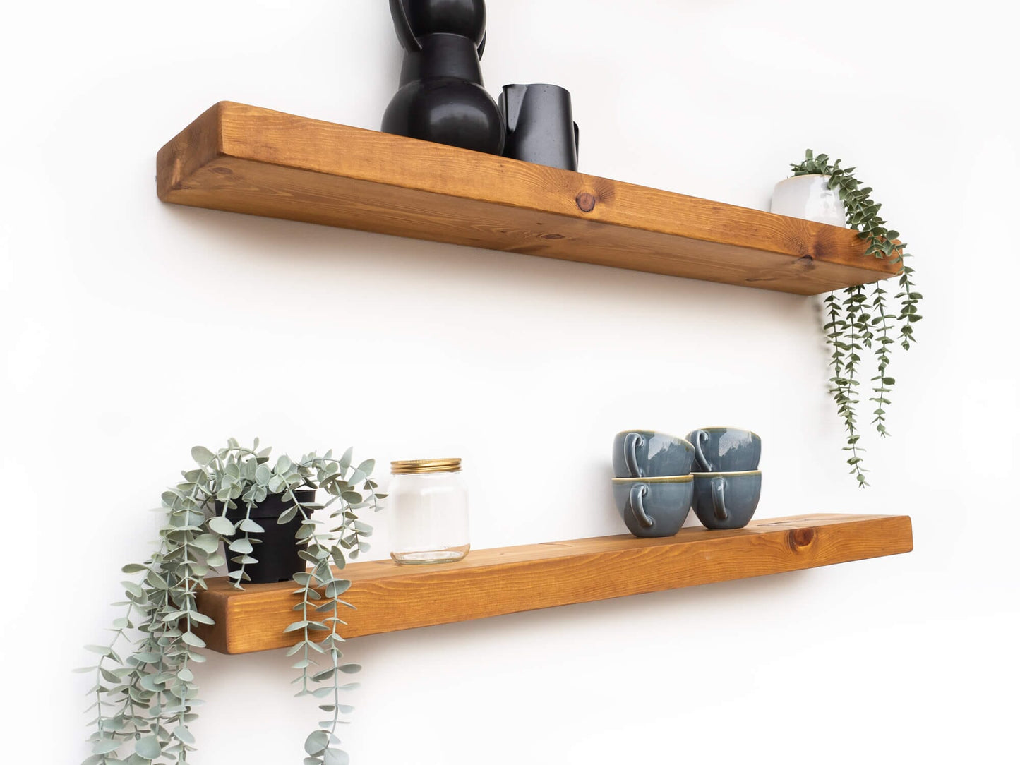 Rustic Floating Shelf - Medium Oak Finish