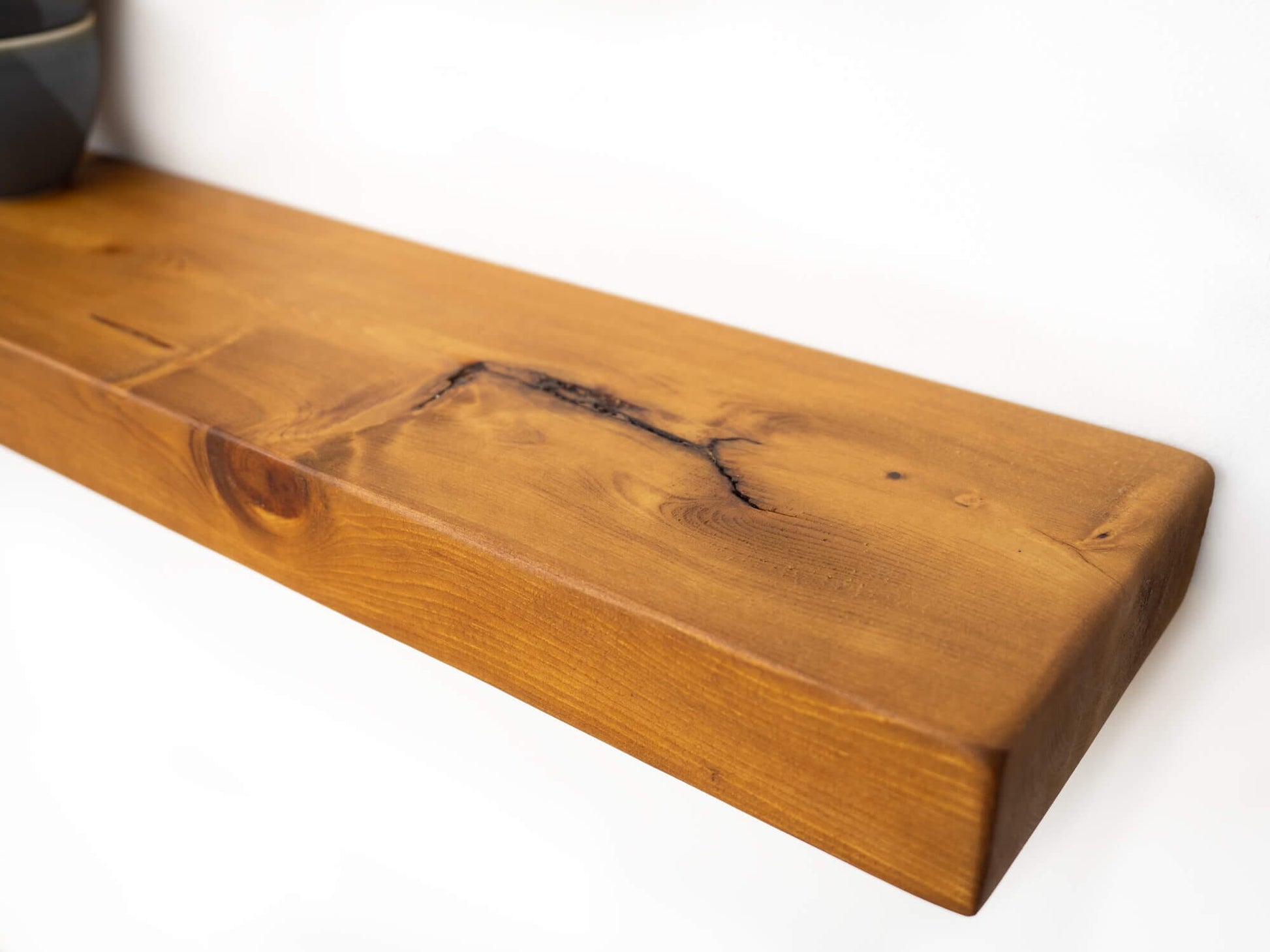 Rustic Floating Shelf - Medium Oak Finish