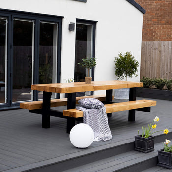 Oak Beam & Steel Outdoor Table
