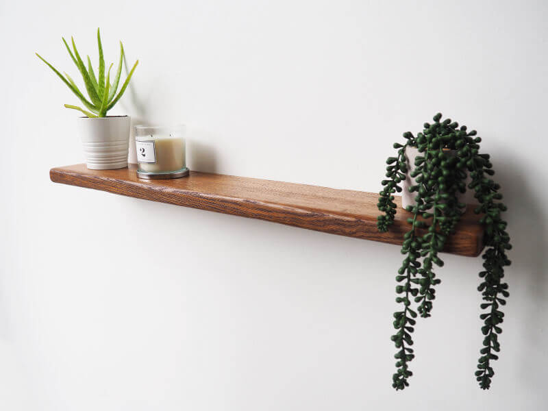 Rustic Oak Floating Shelf *Aged* - Walnut Finish