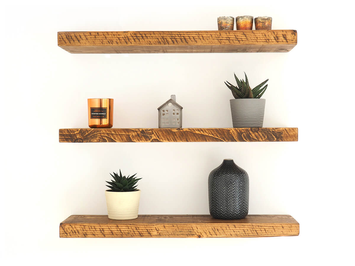 Rustic Wood Floating Shelves