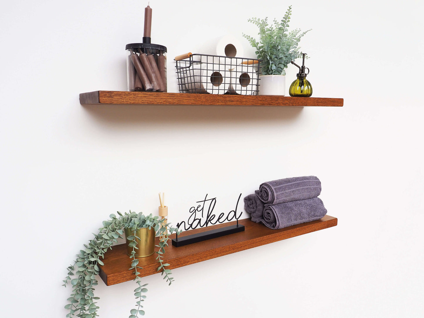 Solid Oak Floating Shelf - Walnut Finish