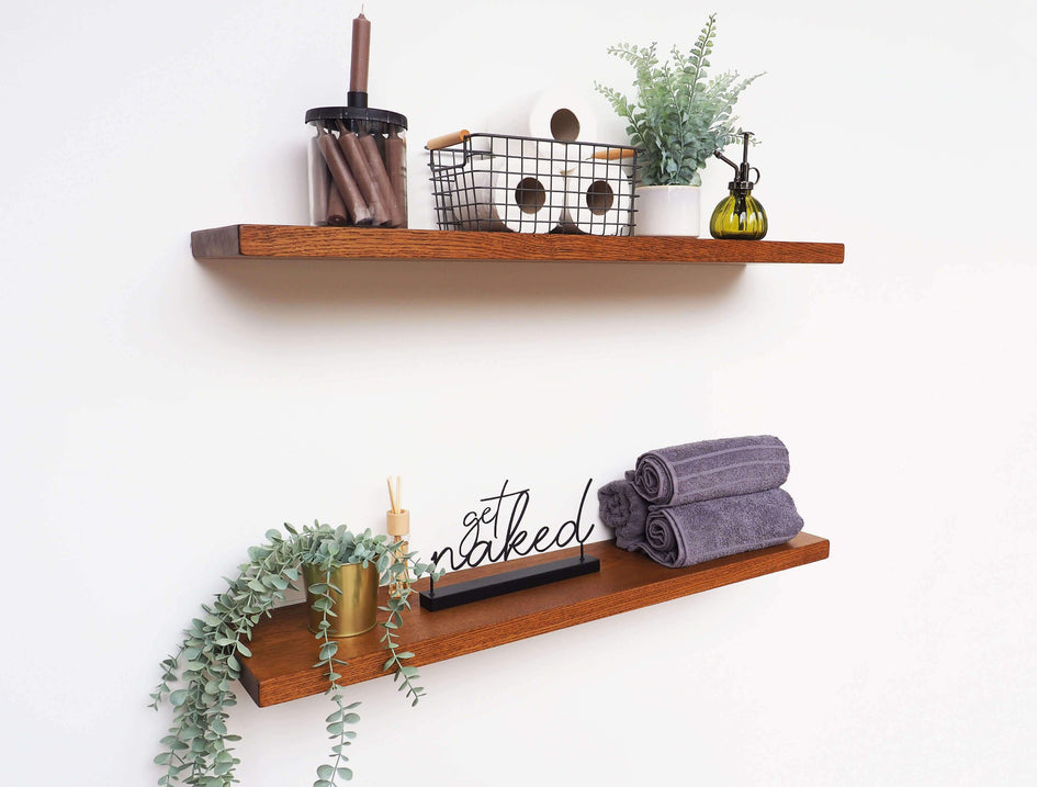 Solid Oak Floating Shelf for Plasterboard Walls - 32mm thick