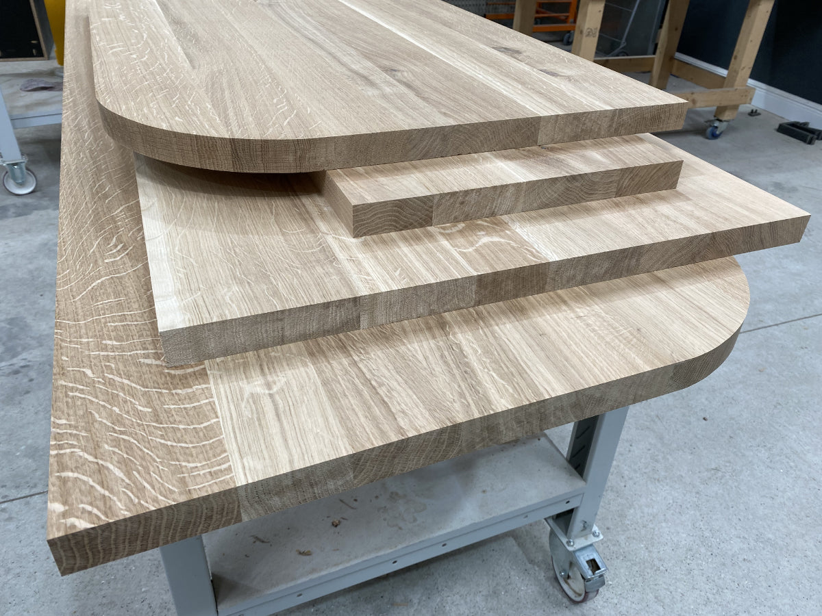 Full Stave Oak Worktop with radius - Unfinished