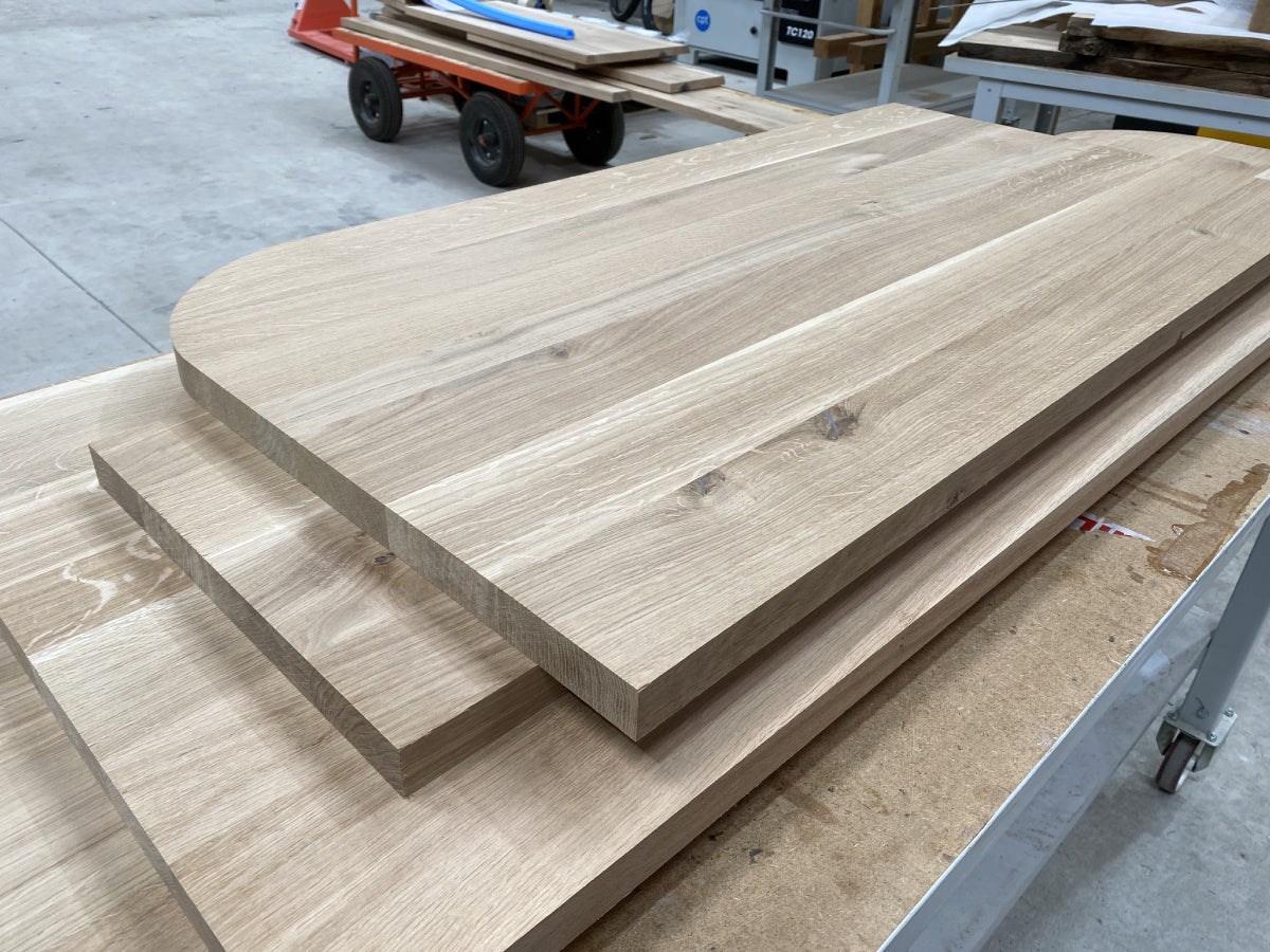 Full Stave Oak Worktop with radius - Unfinished