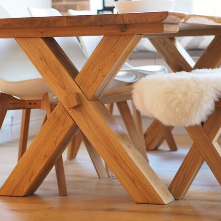 Solid Oak Cross Leg Dining Table